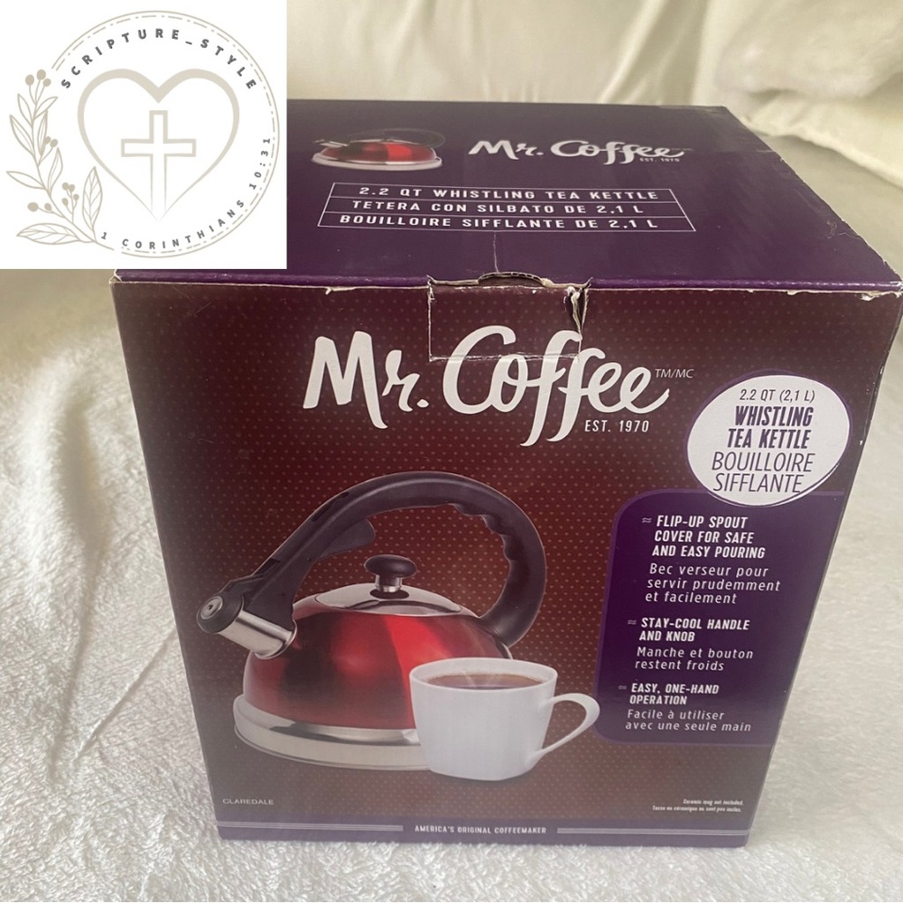 New!! Mr. Coffee Red and Black Tea Kettle for Kitchen
